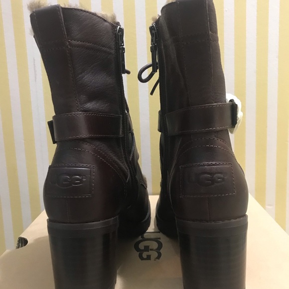 UGG Women’s Brown Leather Ingrid Boot with Fur Lining - Picture 4 of 6